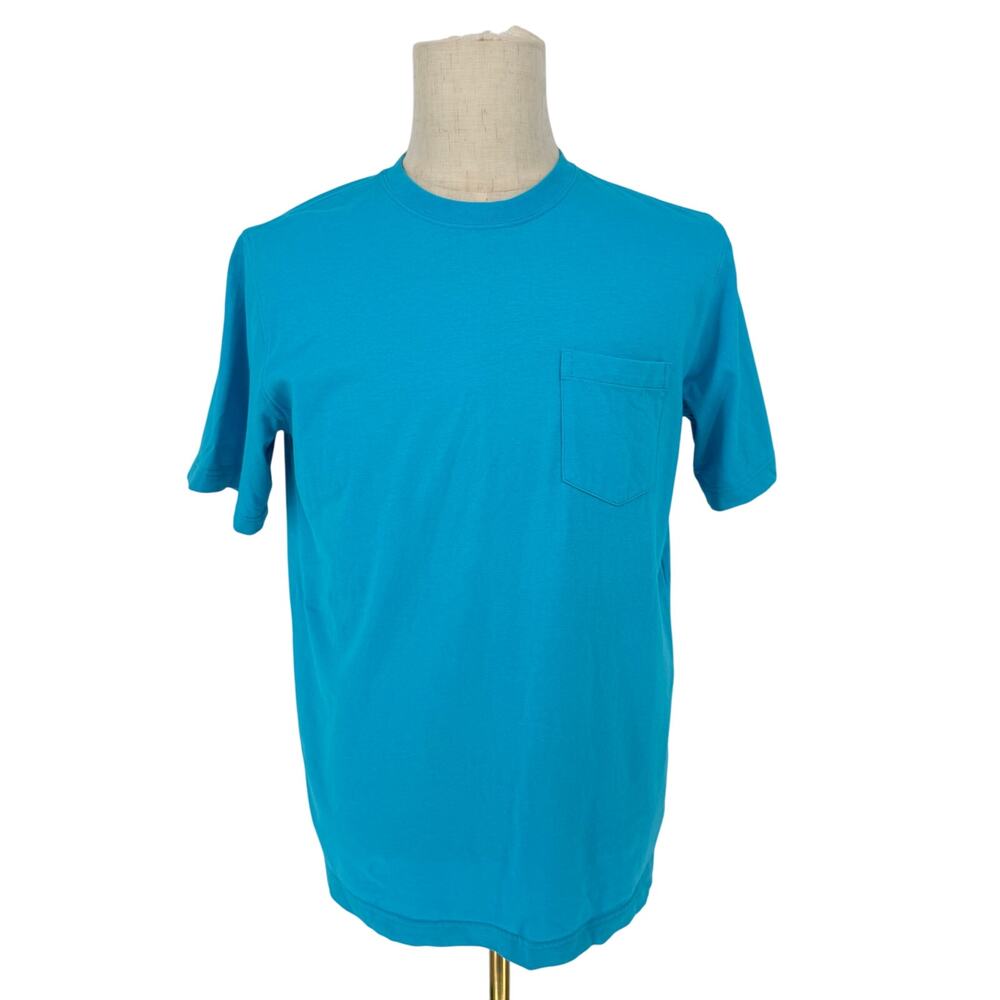 Land's End Casual Crew Neck Super T-Shirt Men's Size M Solid Bright Blue